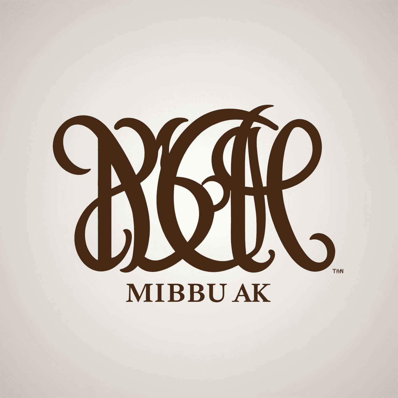 Mbhbuak logó, amely egy elegáns, barna betűkkel írt 'Mbhbuak' feliratot ábrázol egy fehér háttéren